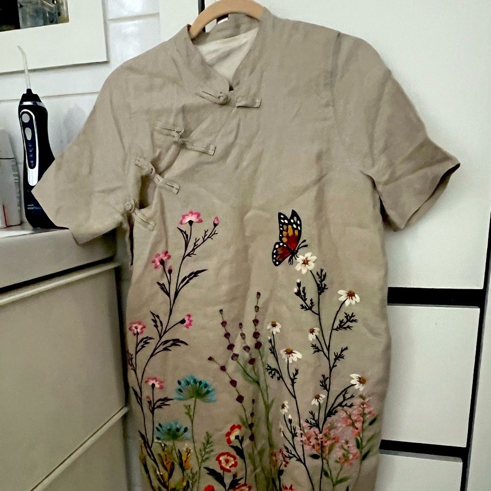 Gorgeous hand embroidered linen summer dress